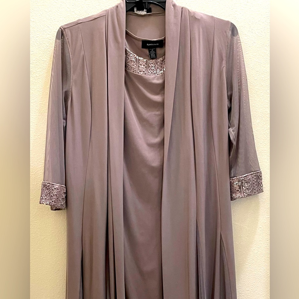 R&M Richards Gray Women's Robe with Lace Cuffs